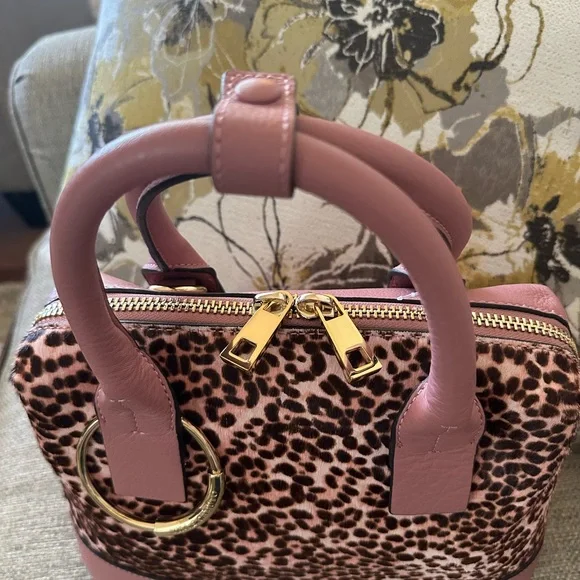 Vince Camuto Kime Tea Rose Leopard Print Handbag Calf Hair - Picture 7 of 16